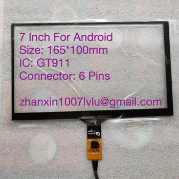 Новый 7-Дюймовый 6-контактный сенсорный экран со Стеклянным Цифрователем QT-0155-FPC 165*100 мм JR-005-GT911 Для Разнообразной автомобильной Радионавигации Android