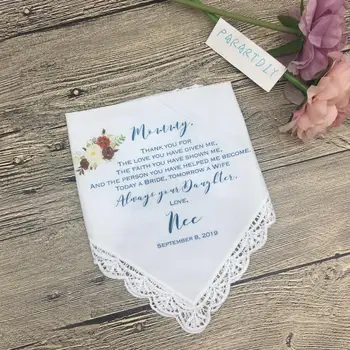 персонализированный свадебный платок с любым текстом, подарок матери невесты, свадебный платок с принтом на заказ для мамы