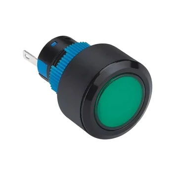 Сигнальная лампа ELEWIND 22 мм пластиковая 2-контактный разъем в черной рамке с круглой головкой (PB223PY-D/G/12V, PB223WY-D/G/12V)